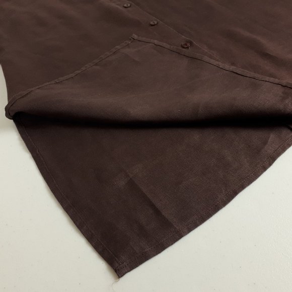 Alice Blue Button Down Brown Linen Tunic - Picture 10 of 15
